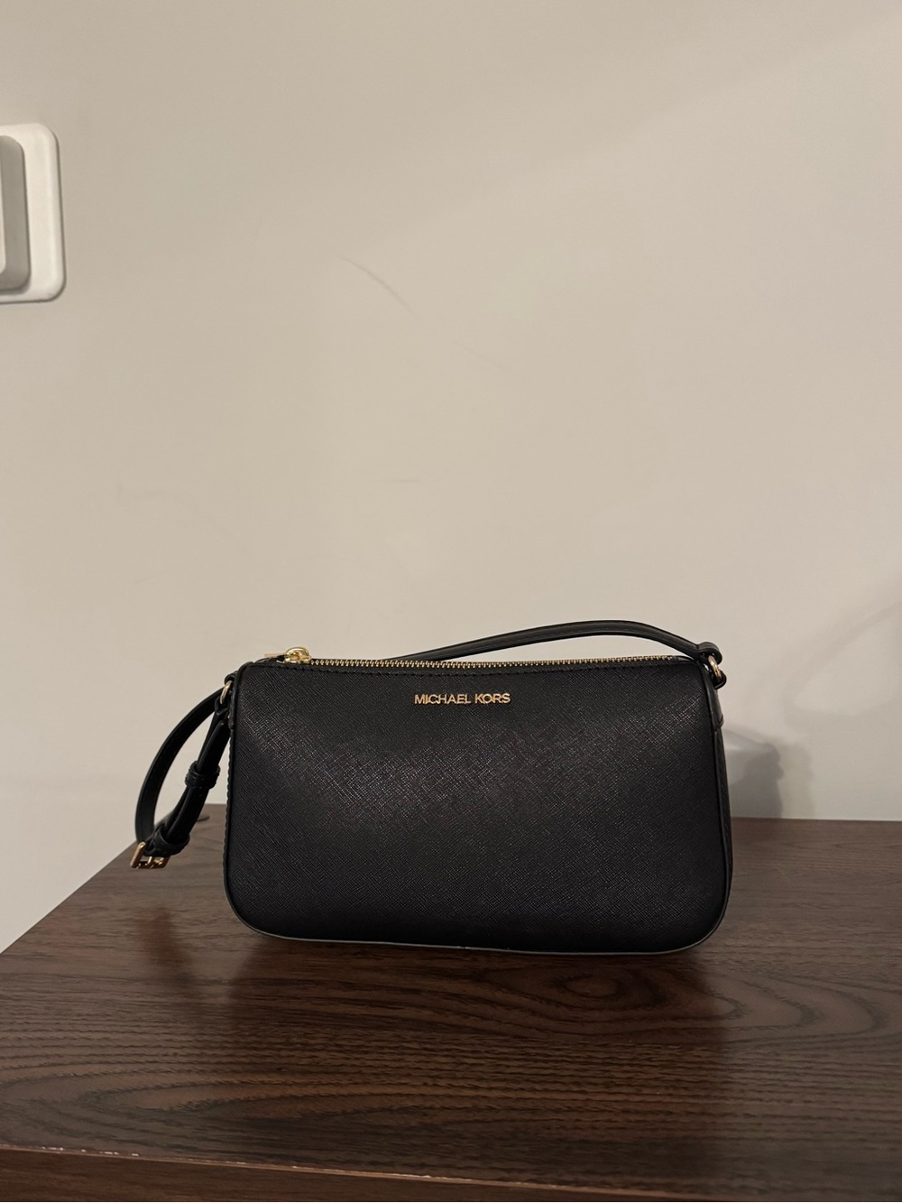 MICHAEL KORS Black Saffiano Leather pouchette